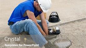  Presentation with spotlight - Slide deck having electrician-wiring-spotlight background and a gray colored foreground