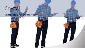  Presentation with voltmeter - Beautiful presentation featuring electrician with a voltmeter backdrop and a teal colored foreground