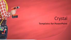  Presentation with fire drill - Presentation design enhanced with electrician with drill and cable background and a  colored foreground