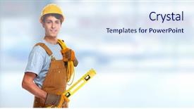  Presentation with electrical cable - Theme featuring electrician with electrical cable background and a sky blue colored foreground