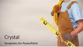  Presentation with electrical cable - Audience pleasing PPT theme consisting of electrician with electrical cable backdrop and a lemonade colored foreground