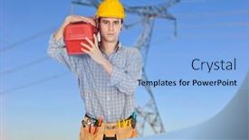  Presentation with electrician - Presentation theme having electrician-with-his-tool-box background and a  colored foreground