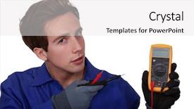  Presentation with electric meter - Audience pleasing slides consisting of electrician with meter reader backdrop and a white colored foreground