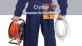  Presentation with electrician - Presentation design consisting of electrician with special tools background and a ocean colored foreground