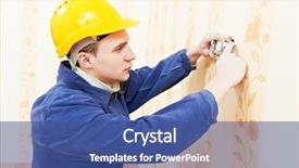  Presentation with electrician - Theme with electrician worker installing and light background and a ocean colored foreground