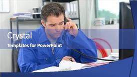  Presentation with electrician - Slides having electrician working at his desk background and a ocean colored foreground