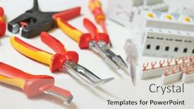  Presentation with circuit breaker - Cool new theme with electrician-working-tools-and-circuit backdrop and a soft green colored foreground