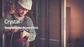  Presentation with wires - Theme enhanced with electrician working with wires background and a dark gray colored foreground