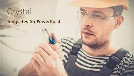  Presentation with wires - PPT layouts having electrician working with wires in new apartment background and a lemonade colored foreground