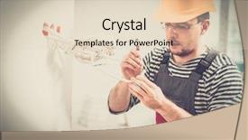  Presentation with wires - Colorful presentation design enhanced with electrician working with wires in new apartment backdrop and a lemonade colored foreground