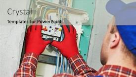  Presentation with current - PPT theme enhanced with works in switchbox current breaker background and a light gray colored foreground