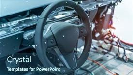  Presentation with electric car - Slide deck enhanced with electrician-works-with-electric-block background and a ocean colored foreground