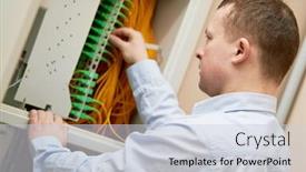  Presentation with fiber optic - Presentation theme enhanced with electrician-works-with-fiber-optic background and a lemonade colored foreground