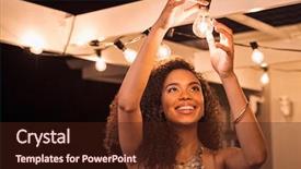  Presentation with electricity - Audience pleasing PPT theme consisting of electricity - cheerful young woman wearing party backdrop and a wine colored foreground