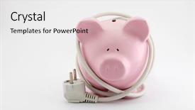  Presentation with energy savings - Cool new slides with electricity - energy savings concept piggy bank backdrop and a white colored foreground