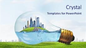  Presentation with electricity - Amazing theme having electricity - glass light bulb with water backdrop and a sky blue colored foreground