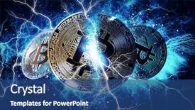  Presentation with bitcoin - Slide deck consisting of electricity - gold bitcoin coin bitcoin cryptocurrency background and a ocean colored foreground