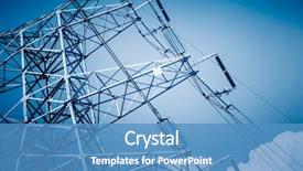  Presentation with high voltage - PPT theme consisting of electricity - high voltage towers with sky background and a teal colored foreground