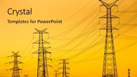  Presentation with high voltage - PPT theme having electricity - high voltage towers background and a light gray colored foreground