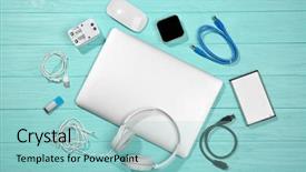  Presentation with accessories - Theme with electricity - laptop with accessories energy background and a light blue colored foreground