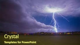  Presentation with lightning - Presentation design featuring electricity - lightning storm at night background and a tawny brown colored foreground