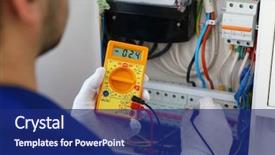  Presentation with electricity - Audience pleasing slides consisting of electricity - male hands checking work backdrop and a navy blue colored foreground