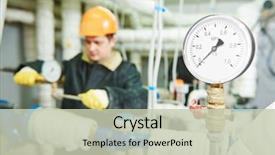  Presentation with electricity - Presentation featuring electricity - manometer in boiler room background and a soft green colored foreground