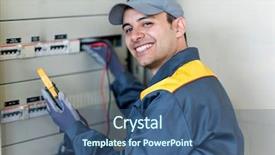  Presentation with work the word in your life - Slide deck consisting of electricity - portrait of an electrician background and a ocean colored foreground