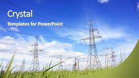  Presentation with electricity - PPT layouts with electricity - power line background and a cobalt blue colored foreground