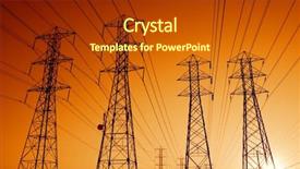  Presentation with transmission lines - Presentation theme featuring electricity - power lines power transmission towers background and a crimson colored foreground
