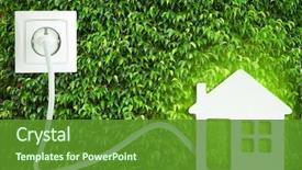  Presentation with green plug - Beautiful slide set featuring electricity - socket with plug and home backdrop and a tawny brown colored foreground