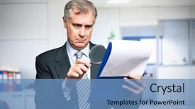  Presentation with budget - Slide deck with electricity budget - businessman analyzing a document background and a  colored foreground