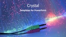  Presentation with fiber - Presentation with electricity cable - headphone plug with fiber optical background and a ocean colored foreground