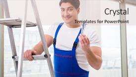  Presentation with electricity - PPT layouts with electricity changes - contractor preparing the change background and a soft green colored foreground