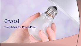  Presentation with light bulb - PPT theme having electricity changes - hand changing light bulb background and a sky blue colored foreground