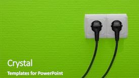  Presentation with electric - Cool new slides with electricity crisis - electric outlets on green wall backdrop and a tawny brown colored foreground