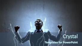  Presentation with powerful - Slide set enhanced with electricity crisis - young powerful businessman n lightning background and a ocean colored foreground