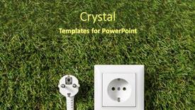  Presentation with green plug - Presentation consisting of electricity-energy-and-power-consumption background and a tawny brown colored foreground