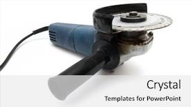  Presentation with electricity - Cool new presentation design with electricity hand cutting machine isoalted on white backdrop and a white colored foreground