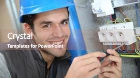  Presentation with preventing surgical site infections - Colorful PPT layouts enhanced with electricity home - young electrician working on building backdrop and a  colored foreground