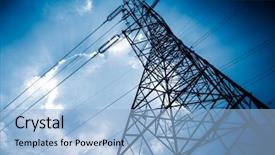  Presentation with high voltage - PPT theme with electricity industry - high voltage towers with sky background and a light blue colored foreground