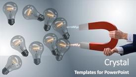  Presentation with light bulbs - Slide deck consisting of electricity magnetism - businessman catching light bulbs background and a gray colored foreground