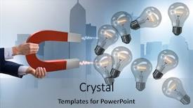  Presentation with magnetism - PPT theme having electricity magnetism - businessman catching light bulbs background and a light blue colored foreground