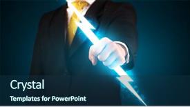  Presentation with holding hands - Theme enhanced with electricity management - business man holding glowing lightning background and a ocean colored foreground