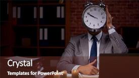  Presentation with candle - PPT theme enhanced with electricity management - businessman working late in office background and a  colored foreground