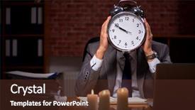  Presentation with candle - Amazing PPT theme having electricity management - businessman working late in office backdrop and a  colored foreground