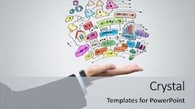  Presentation with electricity - Presentation design with electricity market - businessman hand holding light bulb background and a light gray colored foreground