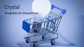  Presentation with shopping - Beautiful PPT theme featuring electricity market - buy the light shopping cart backdrop and a light blue colored foreground
