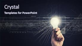  Presentation with shining - PPT theme consisting of electricity market - human hand holding shining electric background and a wine colored foreground