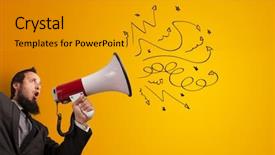  Presentation with lighting - PPT theme consisting of electricity market - person shouting lighting bolts background and a gray colored foreground